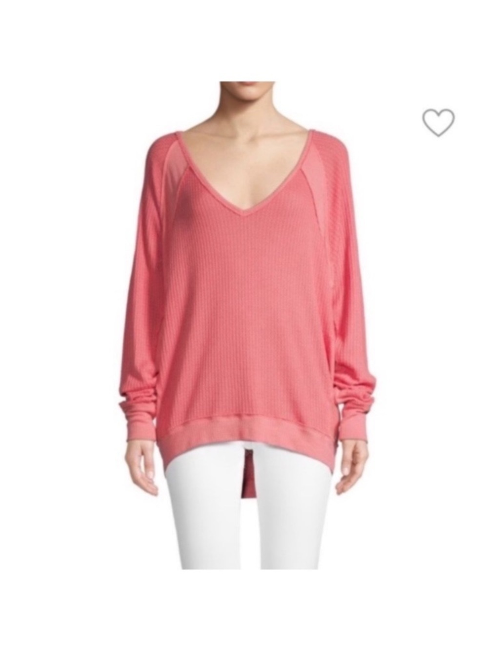 Free People Women's Coral V-Neck Lightweight Sweater Sieze xs